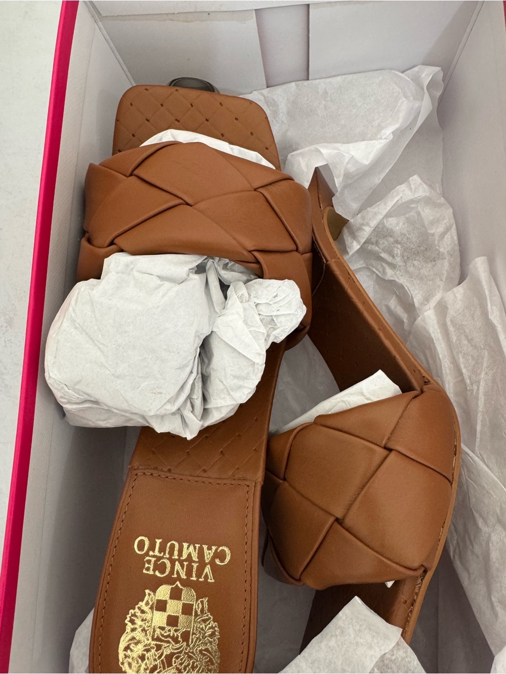Vince Camuto Tan Braided Slide Sandals